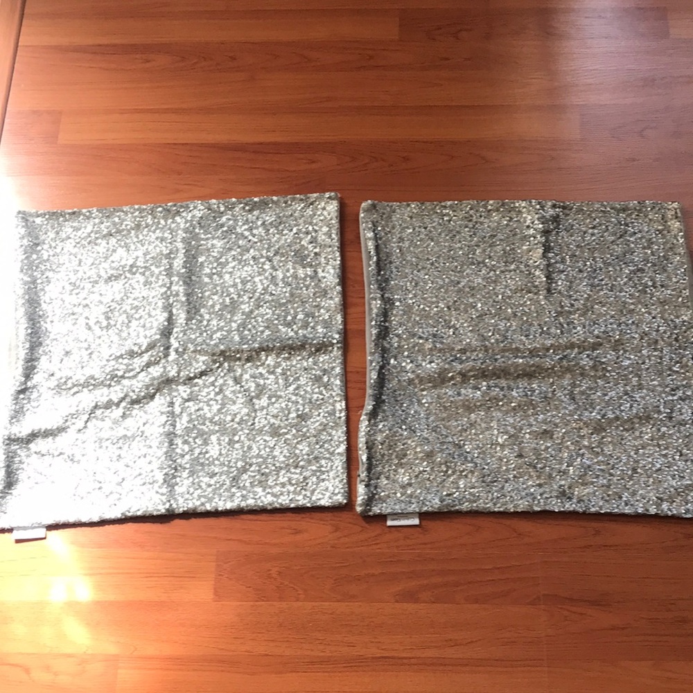 Calvin Klein Silver Sequin Pillow Covers
